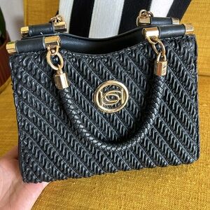 Bebe Black Erika Mini Shopper Structured Double Handle Bag